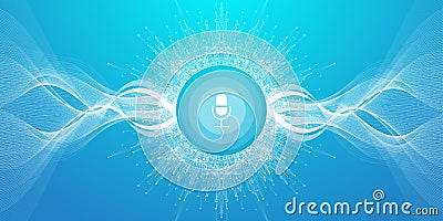 Voice assistant concept. Vector sound wave. Voice and sound recognition equalizer wave flow background. Personal Stock Photo