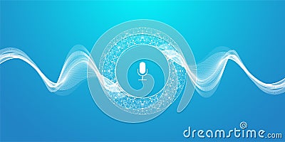 Voice assistant concept. Vector sound wave. Voice and sound recognition equalizer wave flow background. Personal Vector Illustration