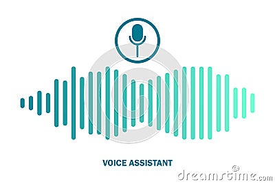 Voice assistant icon. Vector personal assistant soundwave symbol Vector Illustration