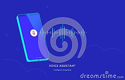 Voice assistant and speech recognition mobile app Vector Illustration