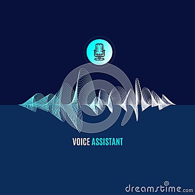 Voice Assistant which Thin Line Sound Wave. Vector Vector Illustration