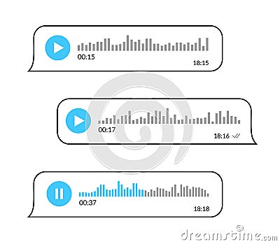 Voice and audio messages chat. Modern communication in messenger Vector Illustration