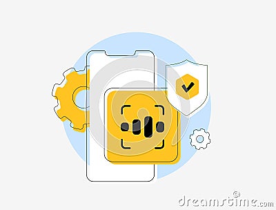 Voice biometrics enhances security by using unique vocal characteristics for identity verification. Authentication Vector Illustration