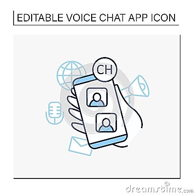 Voice chat app line icon Vector Illustration