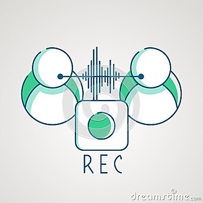 Voice chat icon. Audio recording message. REC messaging. Speak in chat. Messenger future feature. Vector illustration. Sound wave Cartoon Illustration