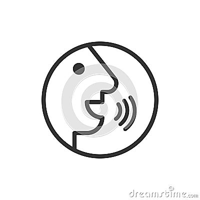 Voice command with sound waves icon in flat style. Speak control Vector Illustration