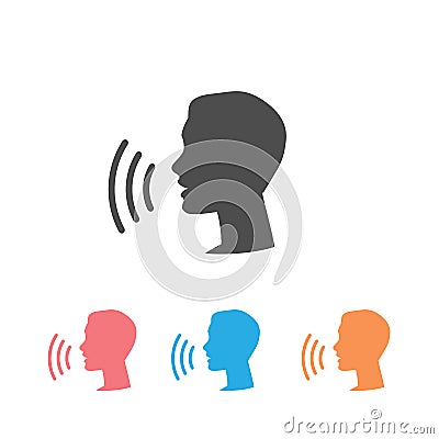 Voice control icon set. Speak or talk recognition linear icon, speaking and talking command, sound commander or speech Vector Illustration