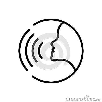 Voice control icon. Speak or talk recognition linear icon, speaking and talking command, sound commander or speech Vector Illustration