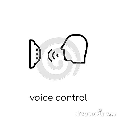 Voice control icon. Trendy modern flat linear vector Voice control icon on white background from thin line smart home collection Vector Illustration
