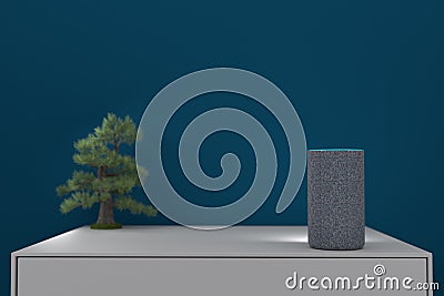 Voice controlled activated speaker recognition system, artificial intelligence personal assistant Cartoon Illustration