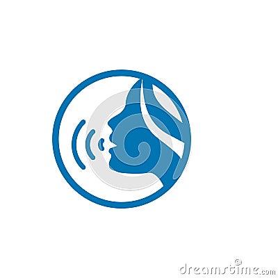 Voice emitting sound via voice chords with face and microphone w vocal cord icon Vector Illustration