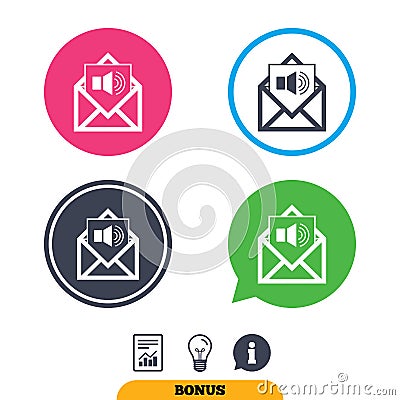 Voice mail icon. Speaker symbol. Audio message. Vector Illustration