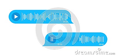 Voice message. Audio chat icons. Record audio message. Bubble with sound call and waves. Ui for mobile phone messenger. Interface Vector Illustration