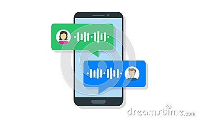 Voice message bubble, voice assistance audio chat UI UX interface, vector template. Voice assistant communication message bubbles Vector Illustration