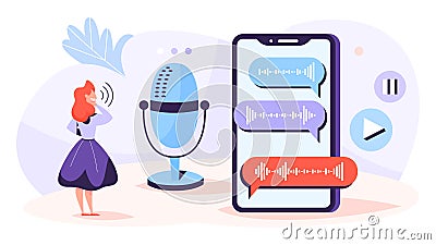 Voice message in online chat. Idea of modern technology Vector Illustration