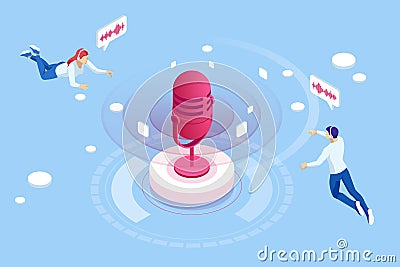 Voice message or recording voice. Musical melody design. Soundwave audio music. Isometric vector illustration Vector Illustration