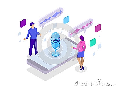 Voice message or recording voice. Isometric vector illustration Vector Illustration