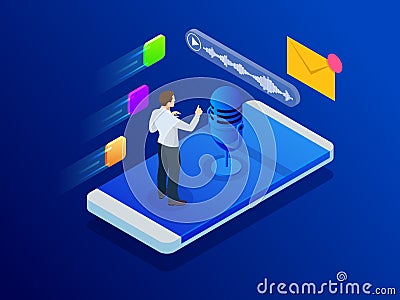 Voice message or recording voice. Isometric vector illustration Vector Illustration