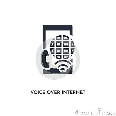 Voice over internet protocol icon. simple element illustration. isolated trendy filled voice over internet protocol icon on white Cartoon Illustration