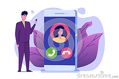 Voice over IP, IP telephony VoIP technology concept. Vector Illustration