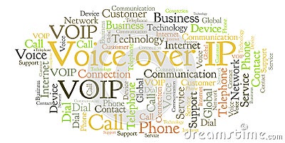 Voice over IP word cloud. Stock Photo