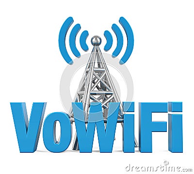 Voice over WiFi Sign with Metal Antenna Isolated Stock Photo