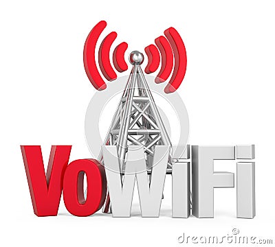 Voice over WiFi Sign with Metal Antenna Isolated Stock Photo