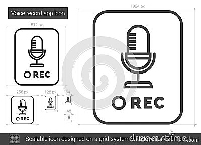 Voice record app line icon. Vector Illustration