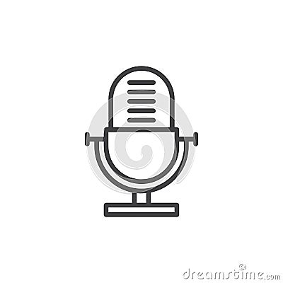 Voice recorder, old microphone line icon, outline vector sign, linear style pictogram isolated on white Vector Illustration