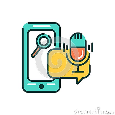 Voice Search mobile application in smartphone color line icon. Pictogram for web page, mobile app, promo. UI UX GUI design element Stock Photo