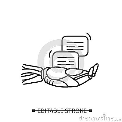 Voice to text icon. Linear pictogram for automatic speech to text processing technology. Editable stroke vector Vector Illustration