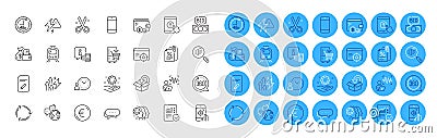 Voice wave, Recycling and Return package line icons pack. For web app. Color icon buttons. Vector Vector Illustration