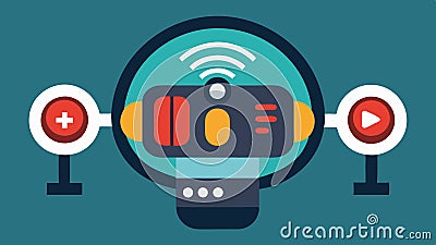 VoiceActivated Functionality An ergonomic device with builtin audio controls and a voice recognition feature. Vector Illustration