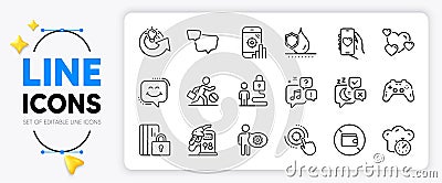 Voicemail, Blocked card and Share idea line icons. For web app. Vector Vector Illustration