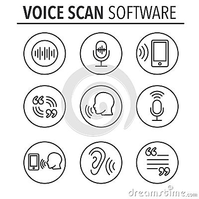 Voiceover or Voice Command Icon with Sound Wave Images Vector Illustration