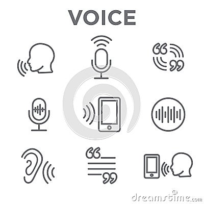 Voiceover or Voice Command Icon with Sound Wave Images Vector Illustration