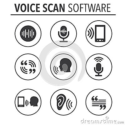 Voiceover or Voice Command Icon with Sound Wave Images Vector Illustration