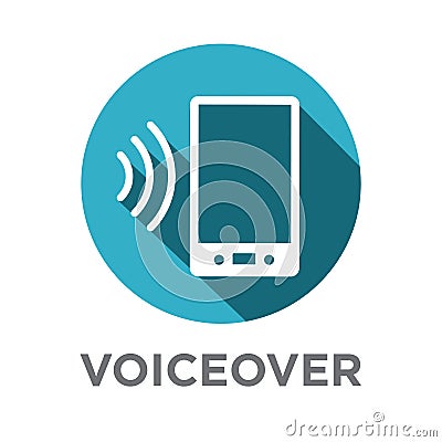 Voiceover or Voice Command Icon with Sound Wave Images Vector Illustration