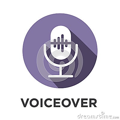 Voiceover or Voice Command Icon with Sound Wave Images Vector Illustration