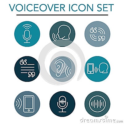 Voiceover or Voice Command Icon with Sound Wave Images Vector Illustration