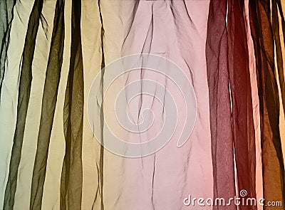 Voile curtain background brown, green, red Stock Photo