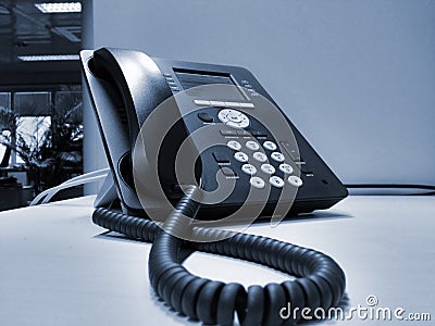 VoIP phone inside bank Stock Photo