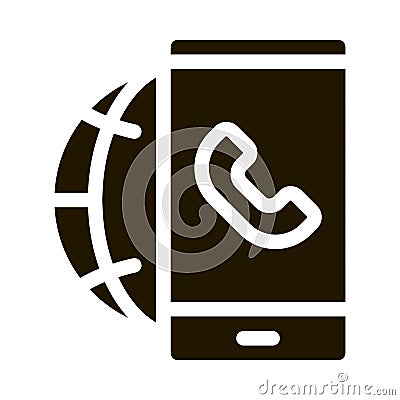 Voip Smartphone Internet Connection Icon Vector Glyph Illustration Vector Illustration