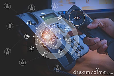 Voip and telecommunication concept Stock Photo