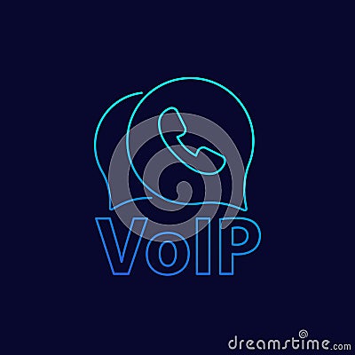 Voip telephony thin line icon, vector Vector Illustration