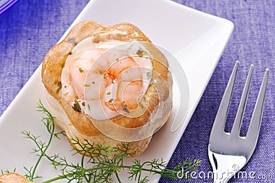 Vol au vent with shrimp in jelly Stock Photo