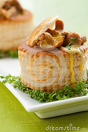 Vol-au-vents filled with mushroom Stock Photo