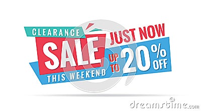 Vol. 3.2 Clearance Sale blue green red 20 percent heading design Vector Illustration