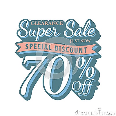 Vol. 2 Super Sale 70 percent heading design vintage style for b Vector Illustration