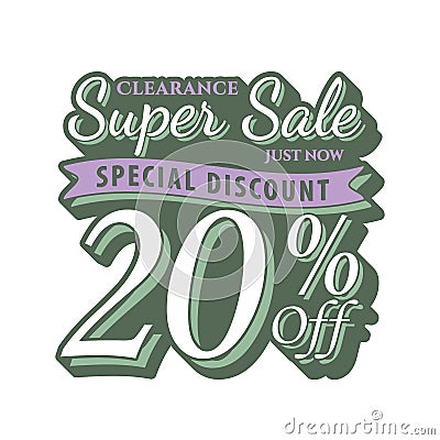 Vol. 2 Super Sale 20 percent heading design vintage style for b Vector Illustration